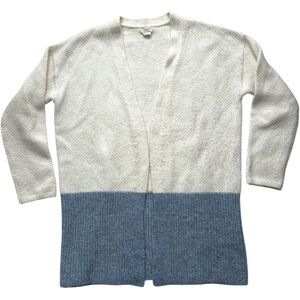 FatFace UK Alpaca Wool Blend Long Cardigan size 10 Soft Blue Textured Mix Knit